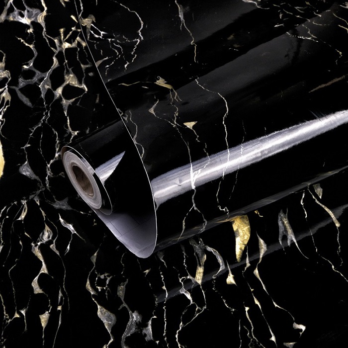 60cm x 10 m deko Folie Marmor schwarz dunkel selbstklebend 3119